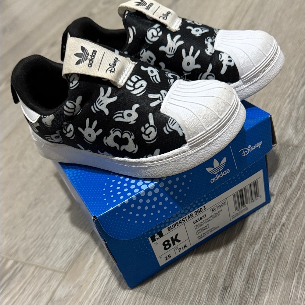 Adidas Kids Superstar 360 Disney Black White Sneakers